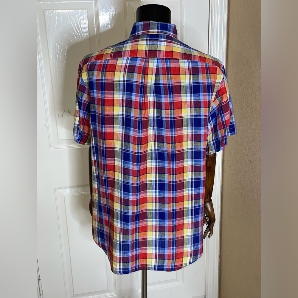 Rare Vintage Plaid Button Down Linen Classic Fit Large - Picture 4 of 10